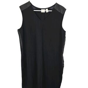 Chico’s Ponte Knit Edgy Little Sheath Black Dress Faux Leather Sasha Sx2.5 LARGE